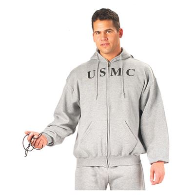 Bluza z kapturem USMC z zamkiem błyskawicznym SZARA