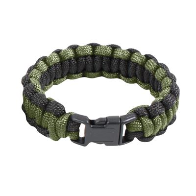 Bransoletka SURVIVAL PARACORD OLIVE-BLACK