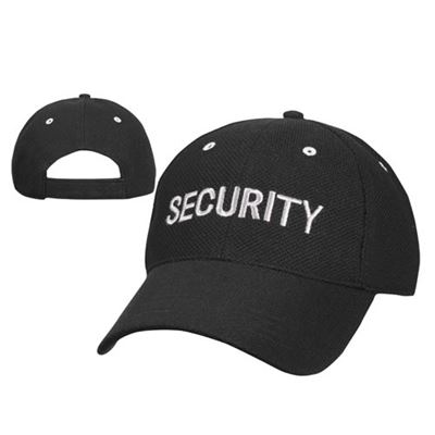 Czapka baseballowa srebrny napis „SECURITY” CZARNA