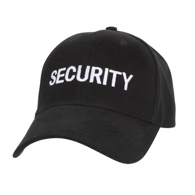 Czapka baseballowa z białym napisem „SECURITY” CZARNA
