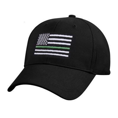 Czapka z flagą USA i zieloną linią CZARNA