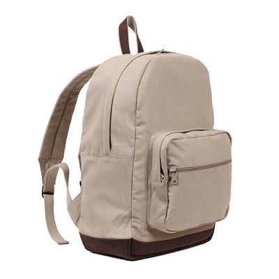Plecak VINTAGE TEARDROP elementy skórzane KHAKI