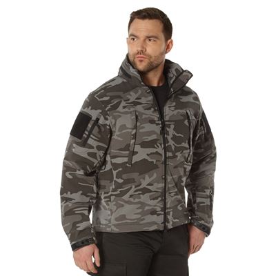 Kurtka softshell z kapturem TACTICAL BLACK CAMO