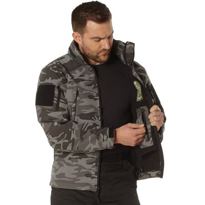 Kurtka softshell z kapturem TACTICAL BLACK CAMO