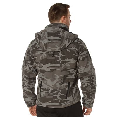 Kurtka softshell z kapturem TACTICAL BLACK CAMO