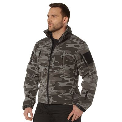 Kurtka softshell z kapturem TACTICAL BLACK CAMO