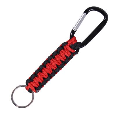 Brelok PARACORD z karabińczykiem CZERWONO-CZARNY