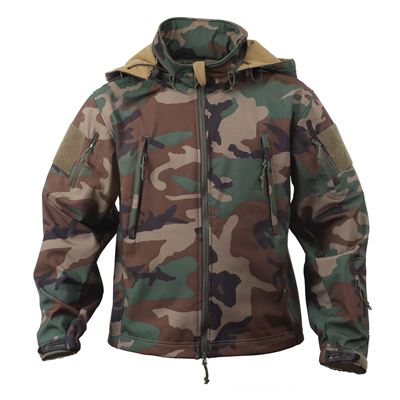 Kurtka TACTICAL z kapturem softshell WOODLAND