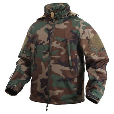 Kurtka TACTICAL z kapturem softshell WOODLAND