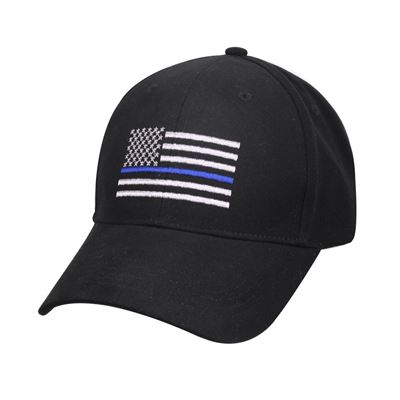 Czapka baseballowa z flagą USA i niebieską linią CZARNA