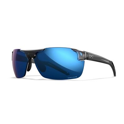 Okulary strzeleckie WX PRIME CAPTIVATE™ SZARA ramka POLARYZOWANE NIEBIESKIE soczewki