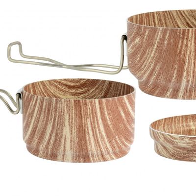 Trójczęściowy aluminiowy zestaw naczyń z powłoką teflonową PTFE WOOD