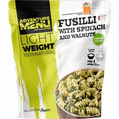 Fusilli ze szpinakiem i orzechami włoskimi PORCE 105g/400g - odwodniony gotowy posiłek