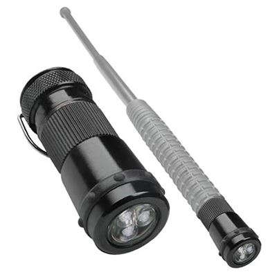 Latarka do pałki teleskopowej długa 3 LED/6 baterii CZARNA