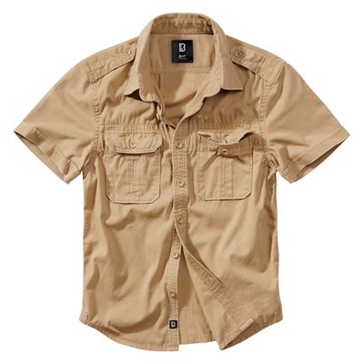 Koszula w stylu VINTAGE z krótkim rękawem CAMEL SAND