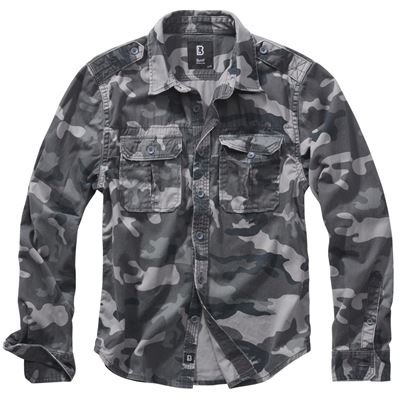 Koszula w stylu VINTAGE z długim rękawem GREY CAMO