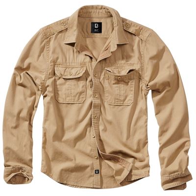 Koszula w stylu VINTAGE z długim rękawem CAMEL SAND