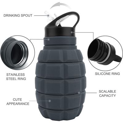 Butelka GRANATE składana 580 ml SZARA