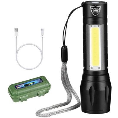 Latarka XPE/COB mini BLACK