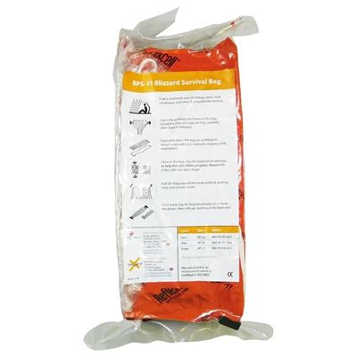 Śpiwór awaryjny BLIZZARD pakowany próżniowo ORANGE