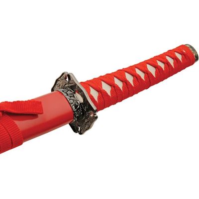 Katana DRAGON zestaw 3 sztuk ze stojakiem CZERWONY