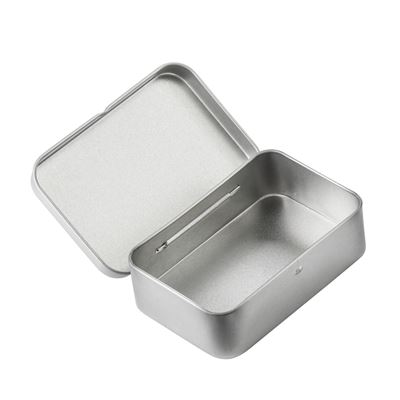 SURVIVAL metalowe pudełko 93 x 62 x 27 mm SREBRNE