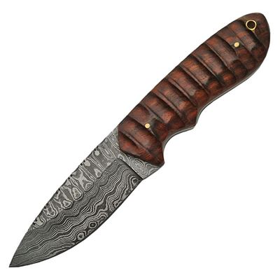 Nóż z ostrą klingą DAMASCUS HUNTER z drewnianą rękojeścią