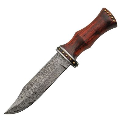 Nóż z ostrzem stałym DAMASCUS BOWIE z drewnianą rękojeścią