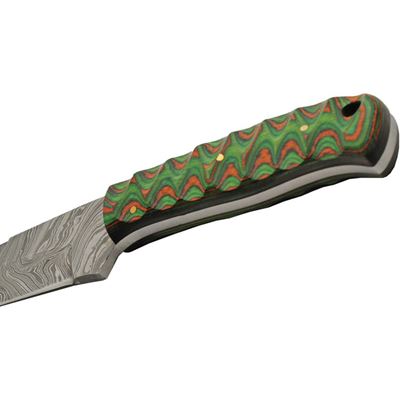 Nóż ze stałym ostrzem HUNTER GREEN damascus