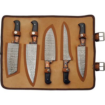 Noże kuchenne ROLL zestaw 5 sztuk stal DAMASCUS