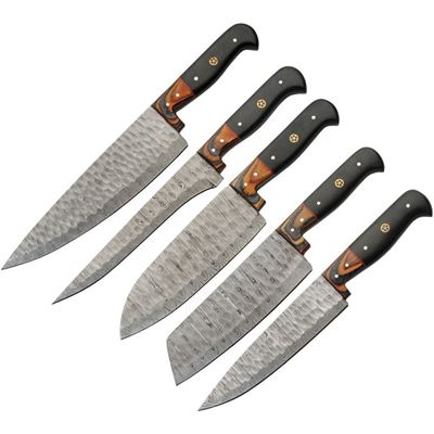 Noże kuchenne ROLL zestaw 5 sztuk stal DAMASCUS