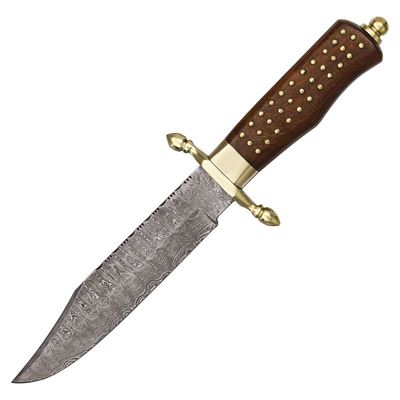 Nóż BRASS PIN BOWIE z ostrzem stałym DAMASCUS