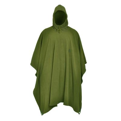 Ponczo FLEECE z kapturem ściąganym sznurkiem GREEN