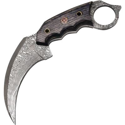 Nóż FH Karambit ze stali damasceńskiej z pochwą BLACK