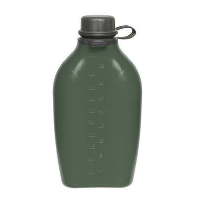 Plastikowa butelka EXPLORER 1 l z karabińczykiem – zielone wieczko