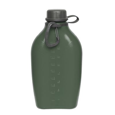 Plastikowa butelka EXPLORER 1 l z karabińczykiem – zielone wieczko