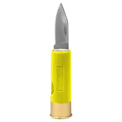 Nóż 4 cm SHOTGUN w kształcie wystrzelonego pocisku ŻÓŁTY