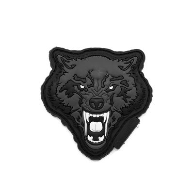 Naszywka Roaring Wolf z plastikowym rzepem BLACK/GRAY