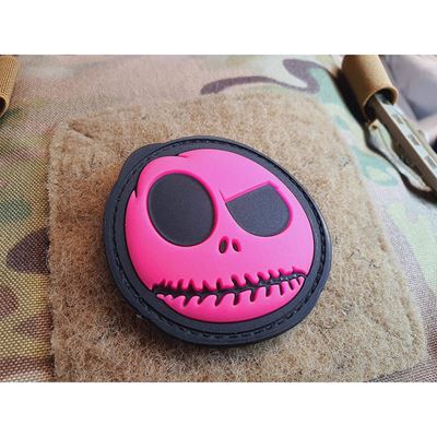 Patch NIGHTMARE SMILEY plastikowy GLOW IN THE DARK PINK