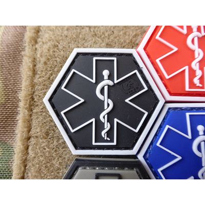 Plastikowa naszywka EMS z rzepem SWAT BLACK