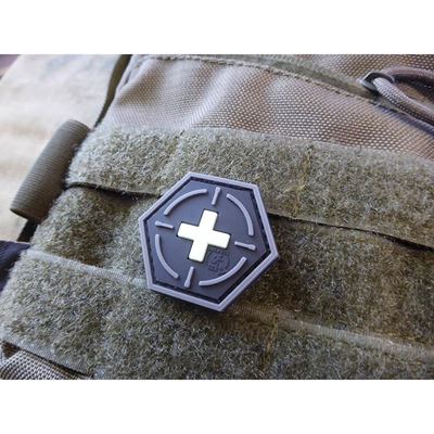 Naszywka MEDIC RED CROSS plastikowy rzep GLOW IN THE DARK