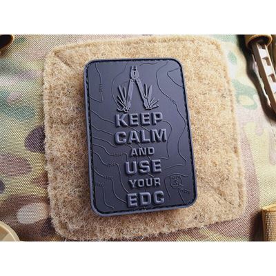 Naszywka KEEP CALM AND USE YOUR EDC z rzepem CZARNA