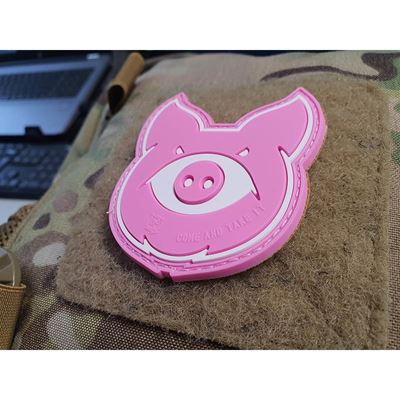 Naszywka MONSTER PIG plastikowy rzep PINK