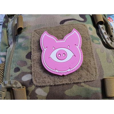 Naszywka MONSTER PIG plastikowy rzep PINK