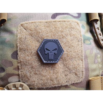 PUNISHER sześciokątna plastikowa naszywka na rzep BLACK