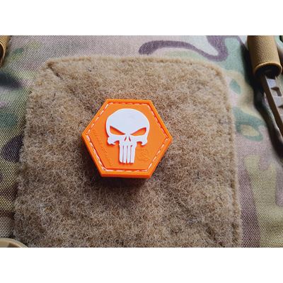 Naszywka PUNISHER sześciokątny rzep plastikowy ORANGE
