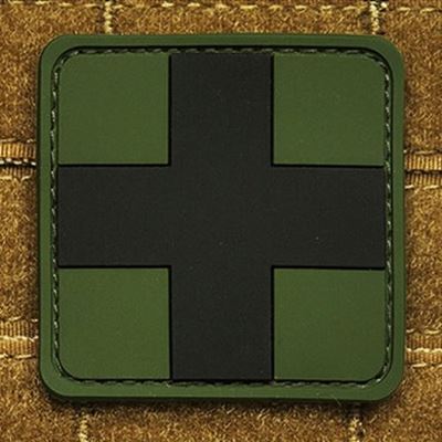 Plastikowa naszywka krzyżowa MEDIC ZIELONY/CZARNY