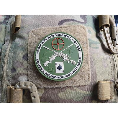Naszywka SNIPER DEATH SPADE plastikowy rzep MULTICAM