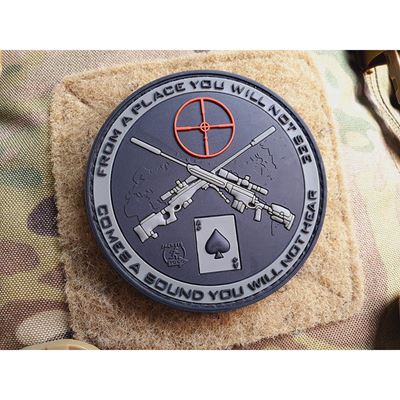 Naszywka SNIPER DEATH SPADE plastikowy rzep RANGER GREEN