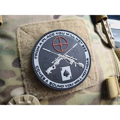 Naszywka SNIPER DEATH SPADE plastikowy rzep BLACK SWAT